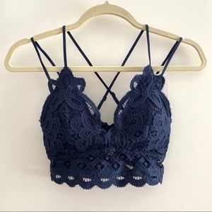 Anemone NAVY lace crochet bralette